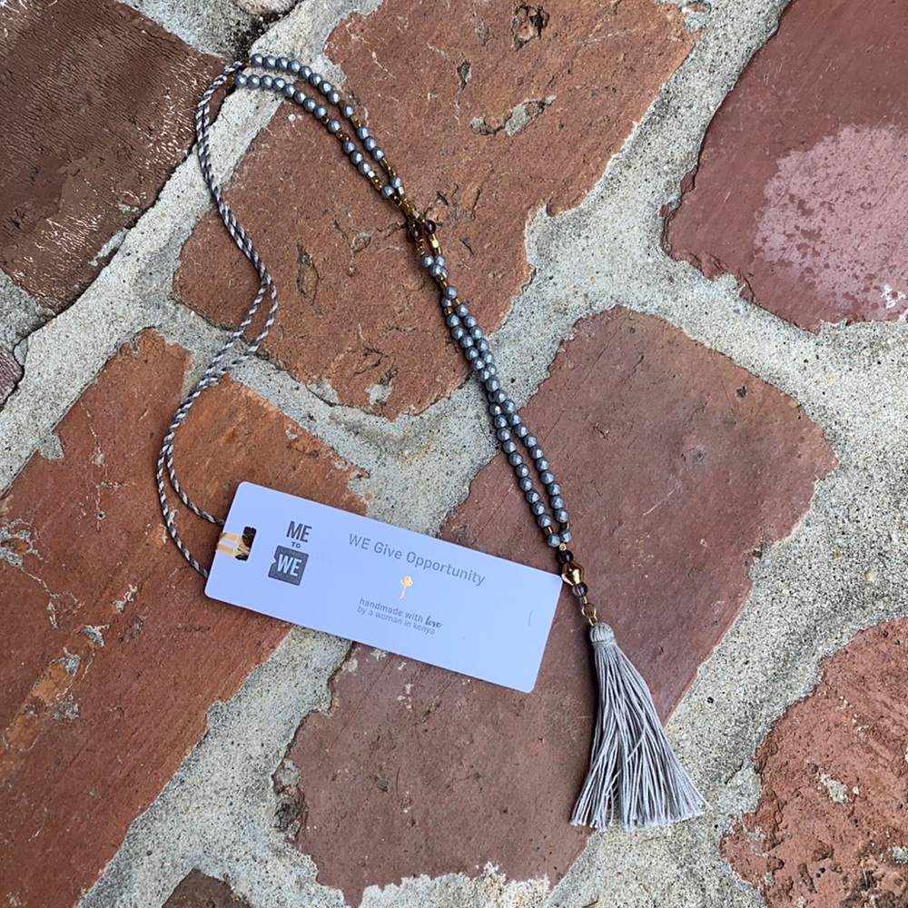 Me to We Bahari Tassel Necklace in gray